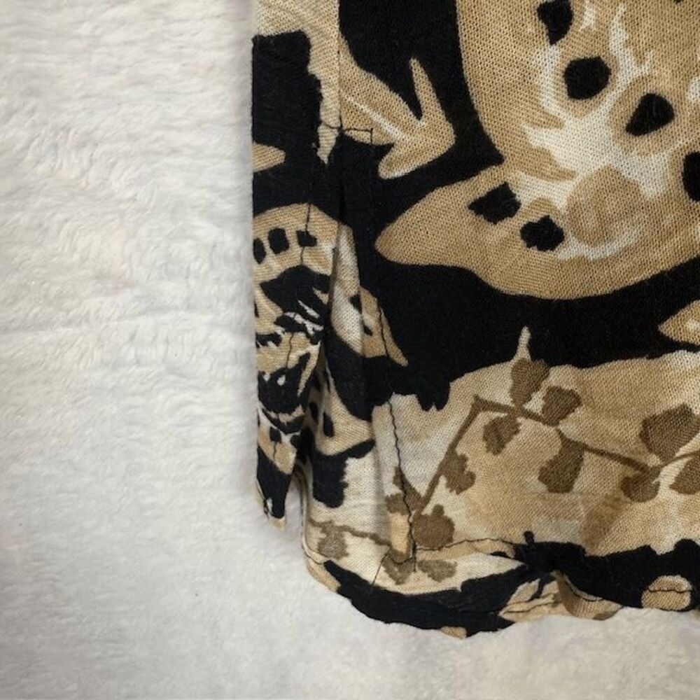Rabbit Rabbit Rabbit Tropical‎ Print Blouse Shell Buttons Black Tan Size 12 - Picture 5 of 12